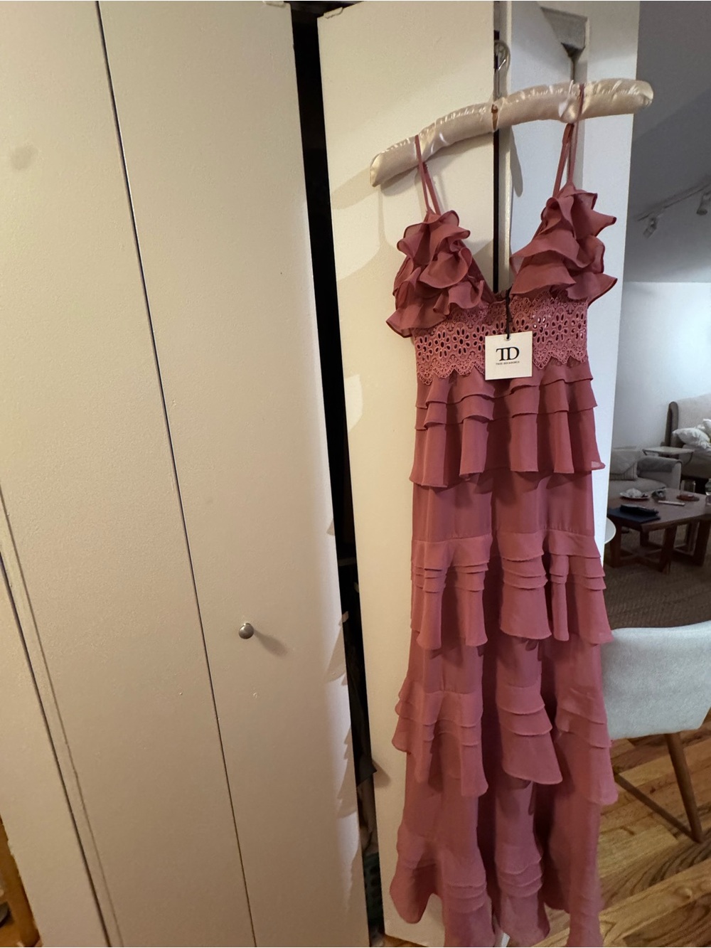 Ruffled Tiered Pink Dress